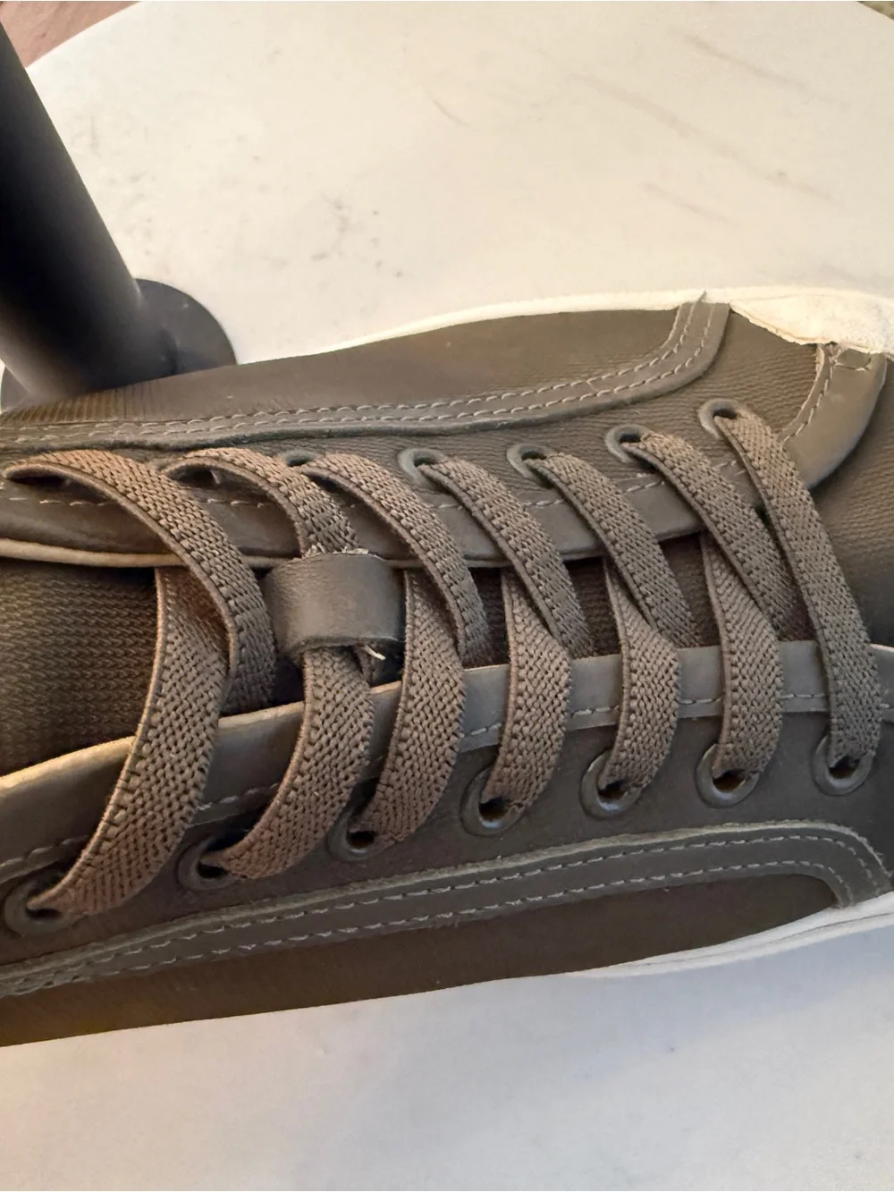 VINCE Olive Canvas Low-Top Sneakers with White Toe Rubber Sole - Picture 9 of 9